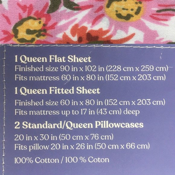 new Wild Sage Jada Print GARDEN FLORAL 225tc 100% Brushed Cotton QUEEN Sheet Set - Picture 5 of 9